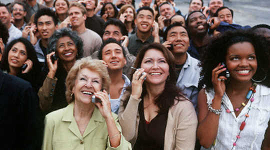 people talking phones