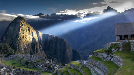 The Meditation: A Sacred Shamanic Journey to Machu Picchu ray of light shining on Machu Picchu