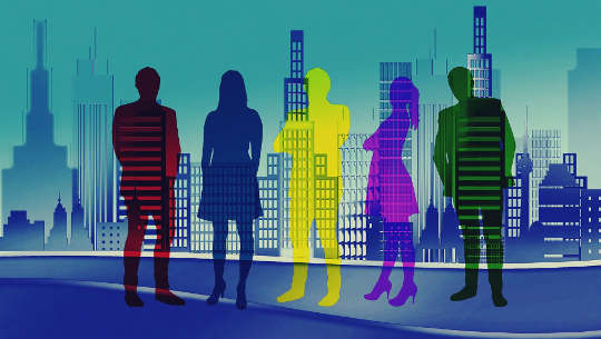 The 3 Things You Can Control in Life and How To Use Them volorful silhouettes of 5 people with skyscrapers in the backgrounds