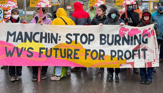 West Virginians Lead Blockade of Coal Plant That Made Manchin Rich fighting back against manchin 3 11