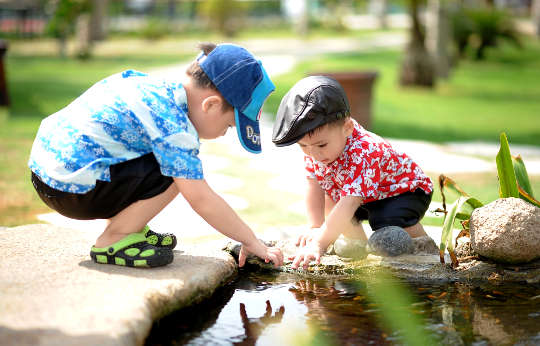 Your Ripple Effect: Small Changes for Great Impact two young boys playing on the edge of a pond