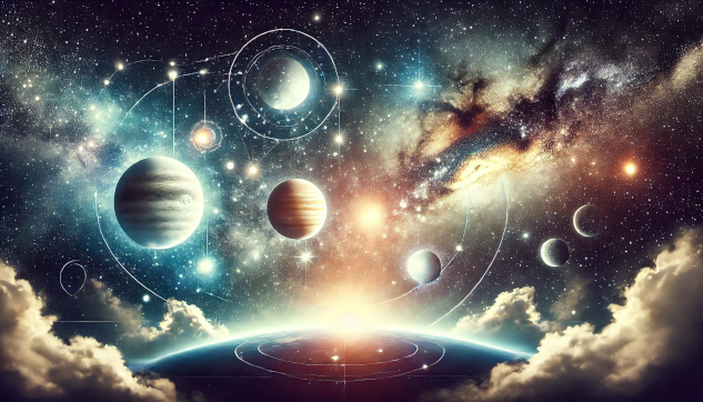 various planets linked by pathways of light