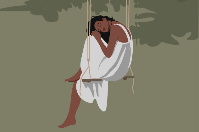 Unlock Self-Healing Powers for a Real and Lasting Cure woman wearing a white dress sitting with eyes closed on a swing