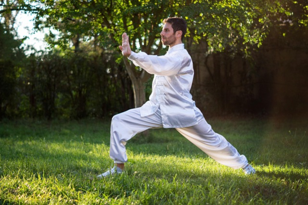 A man practicing Chi Kung in an outside setting. Image by franciscojcesar from Pixabay.&nbsp;