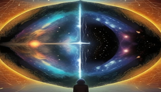 How to Align Your Life with Your Purpose person standing in frpnt of the galaxy and planet earth in the shape of an eye. Image by PixelPerfect26589 from Pixabay.