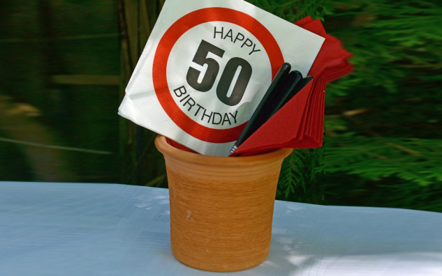 A sign in a garbage can that says Happy 50 Birthday.&nbsp;Image by Anemone123 from Pixabay.&nbsp;