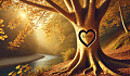 A sycamore tree with a heart and the name Joyce carved into the trunk