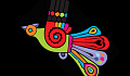 a drawing of a multi-colored bird